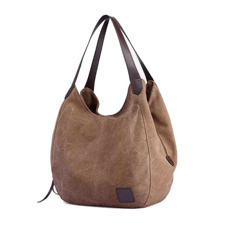 Canvas Bag Simple Wild Lady Retro Art Casual Bag Single Shoulder Bag — Gray