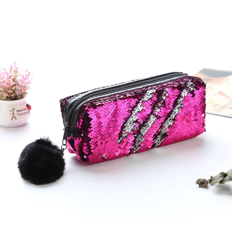 Reversible Sequin Pencil Case for Girls School Supplies Super Big Stationery Gift Magic Makeup Bag — Purple+Gold