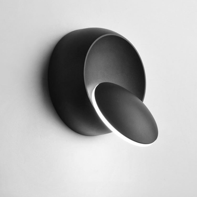 LED Wall Lamp 360 Degree Rotation Adjustable Bedside Light White Black Creative Wall Lamp Black Modern Aisle Round Lamp, Color Temperature:White/White, Color Temperature:White/Black, Color Temperature:Warm White/White, Color Temperature:Warm White/Blac... — Black