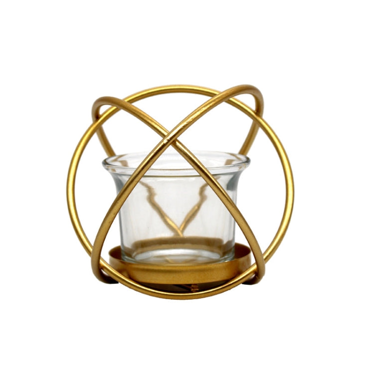 Creative Iron Art Aromatherapy Candle Holder Desktop Decoration Geometric Metal Candle Holder, Colour: Golden