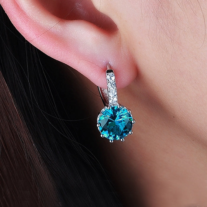 925 Sterling Silver Women Shiny Shape Micro-inserts Zircon Earrings
