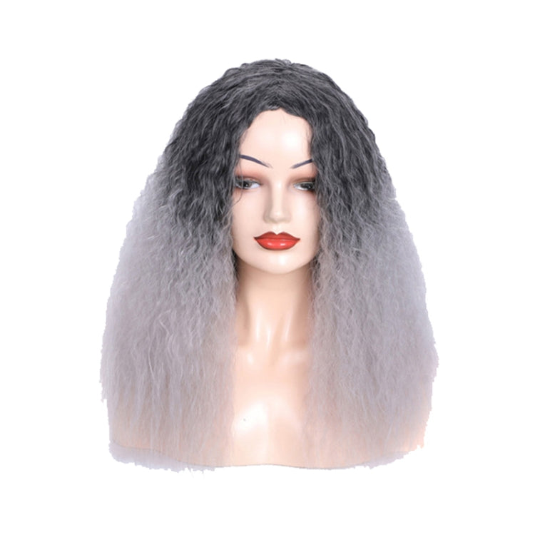 Matte Realistic Corn Perm Long Curly Hair Woolen Volume Wig Headgear — Malachite Green Gradient
