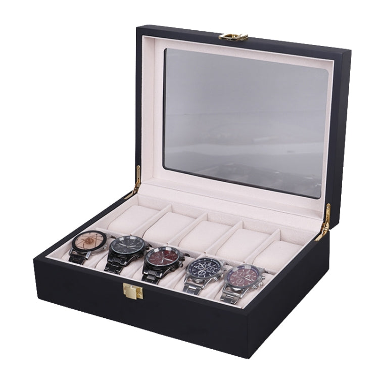 Wooden Baking Paint Watch Box Jewelry Storage Display Box — 06 Black + Rice Matte