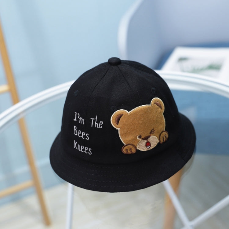 MZ8871 Cartoon Little Bear Pattern Children Basin Hat Baby Fisherman Hat — Yellow