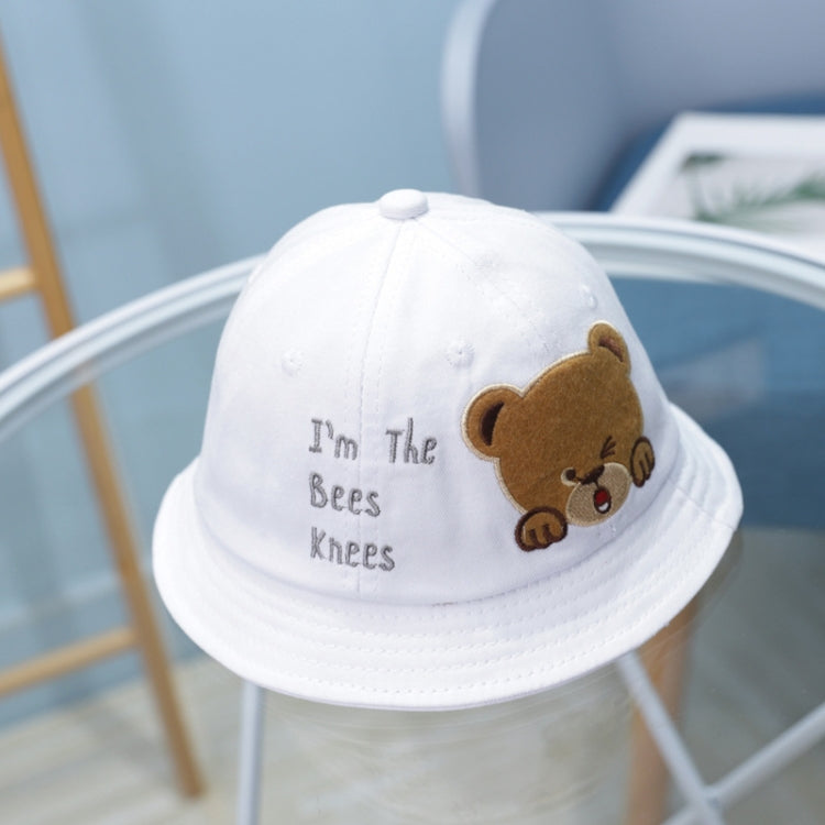 MZ8871 Cartoon Little Bear Pattern Children Basin Hat Baby Fisherman Hat — Black