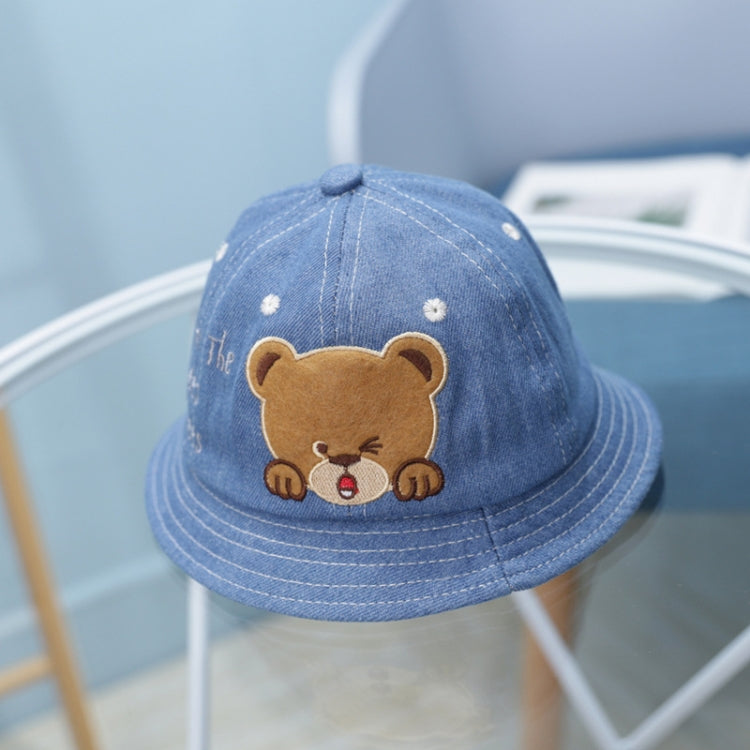 MZ8871 Cartoon Little Bear Pattern Children Basin Hat Baby Fisherman Hat — White