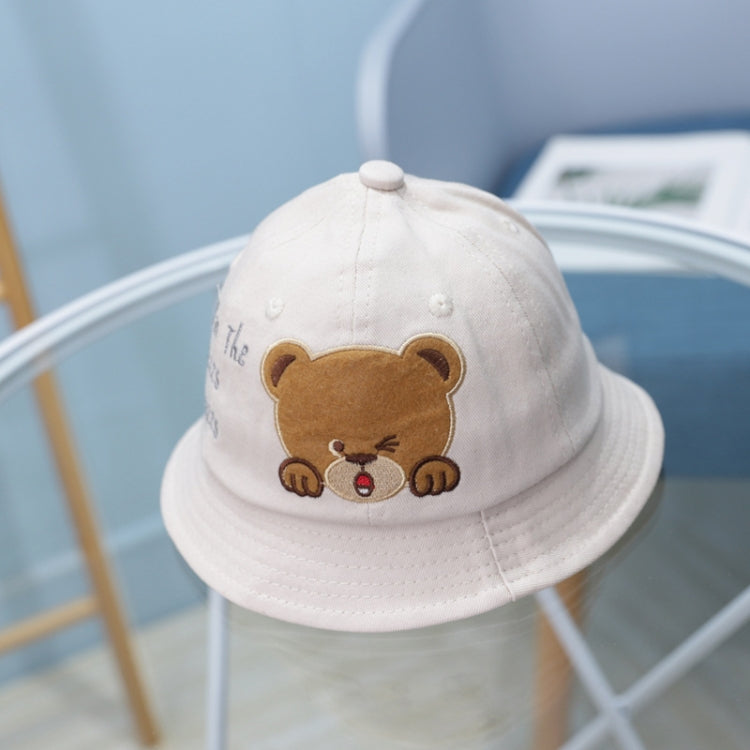 MZ8871 Cartoon Little Bear Pattern Children Basin Hat Baby Fisherman Hat — Dark Gray