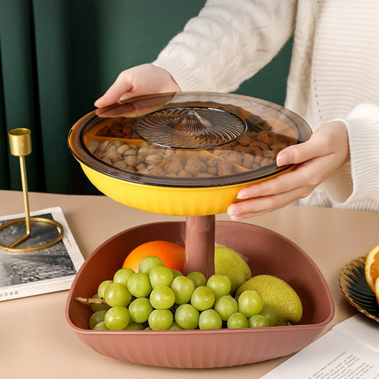 Snacks Dried Fruit Plate Multilayer Superimposed Fruit Plate Candy Plate — Three-layer (Bean Pink)