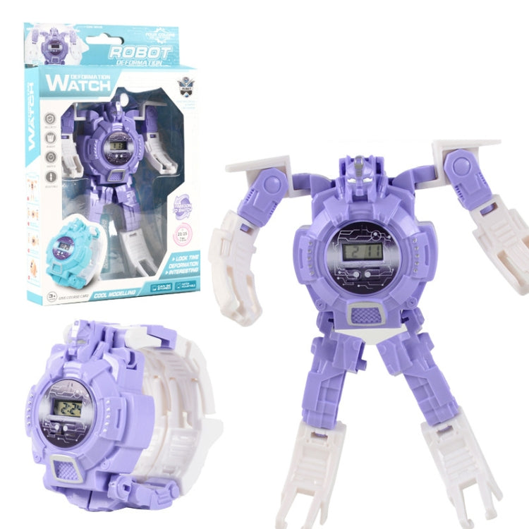3 PCS Children Electronic Watch Cartoon Deformation Robot Toy Watch — Purple