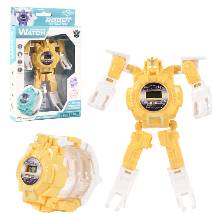 3 PCS Children Electronic Watch Cartoon Deformation Robot Toy Watch — Yellow