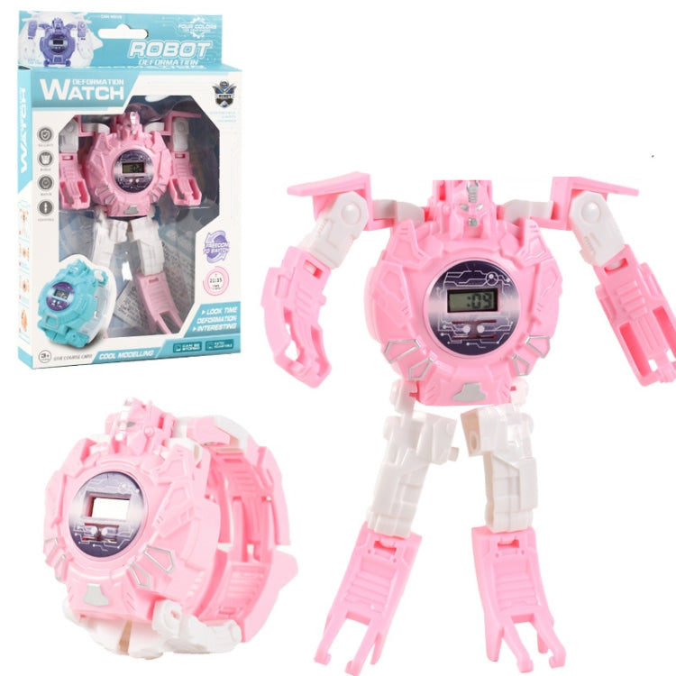 3 PCS Children Electronic Watch Cartoon Deformation Robot Toy Watch — Pink