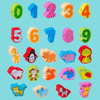 Children Stringing Threading Toys Early Education Cognitive Wooden Beads — 60 PCS / Set Number+Animal