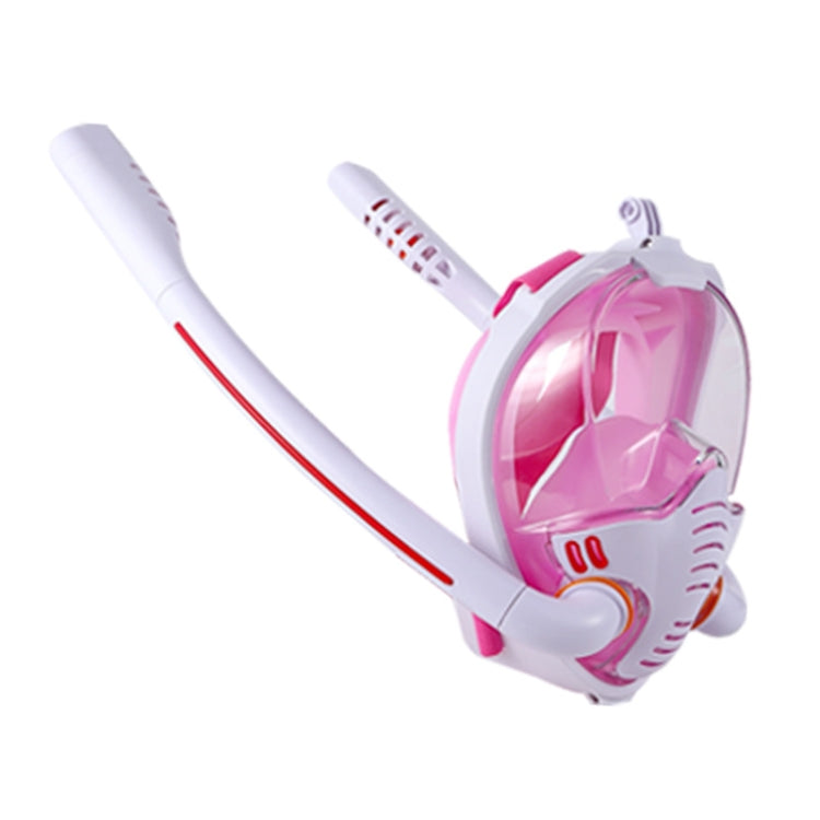 Snorkeling Mask Double Tube Silicone Full Dry Diving Mask Adult Swimming Mask Diving Goggles — White/Pink