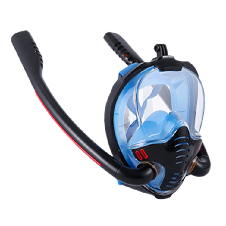 Snorkeling Mask Double Tube Silicone Full Dry Diving Mask Adult Swimming Mask Diving Goggles — Black/Black