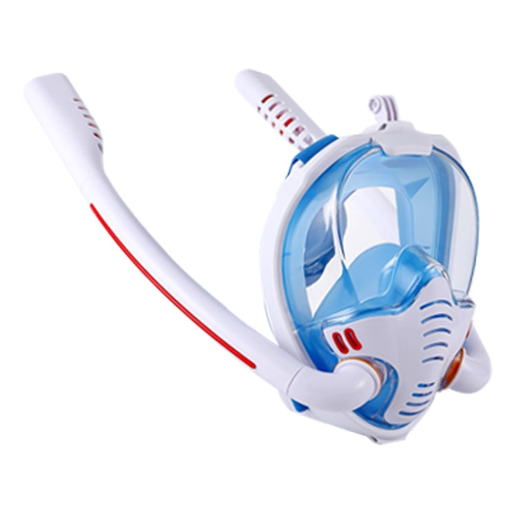 Snorkeling Mask Double Tube Silicone Full Dry Diving Mask Adult Swimming Mask Diving Goggles — White/Blue