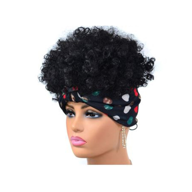 Headscarf Wig Black Gradient Small Curly Wig Explosive Headgear — 10.TJE3-1B#