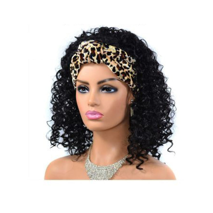 Headscarf Wig Black Gradient Small Curly Wig Explosive Headgear — 12.TJG1-1B#