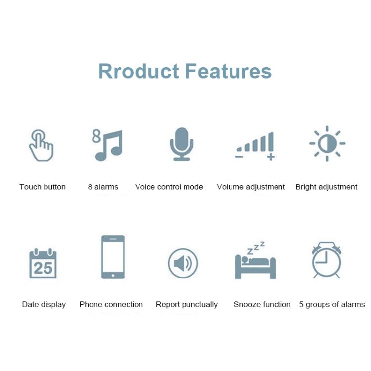 ZKLiLi Lazy Snooze Applet Alarm Clock Bedside Bluetooth Multifunctional Silent Digital Alarm Clock