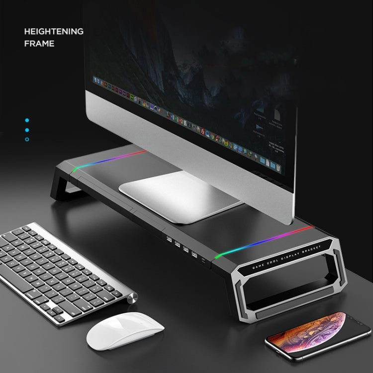 ICE COOREL T1 Monitor Increased Rack Foldable Laptop Stand With RGB Lighting & 4xUSB Expansion Interface
