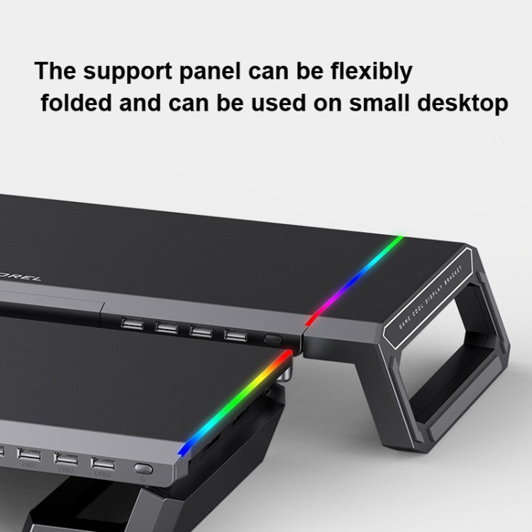 ICE COOREL T1 Monitor Increased Rack Foldable Laptop Stand With RGB Lighting & 4xUSB Expansion Interface