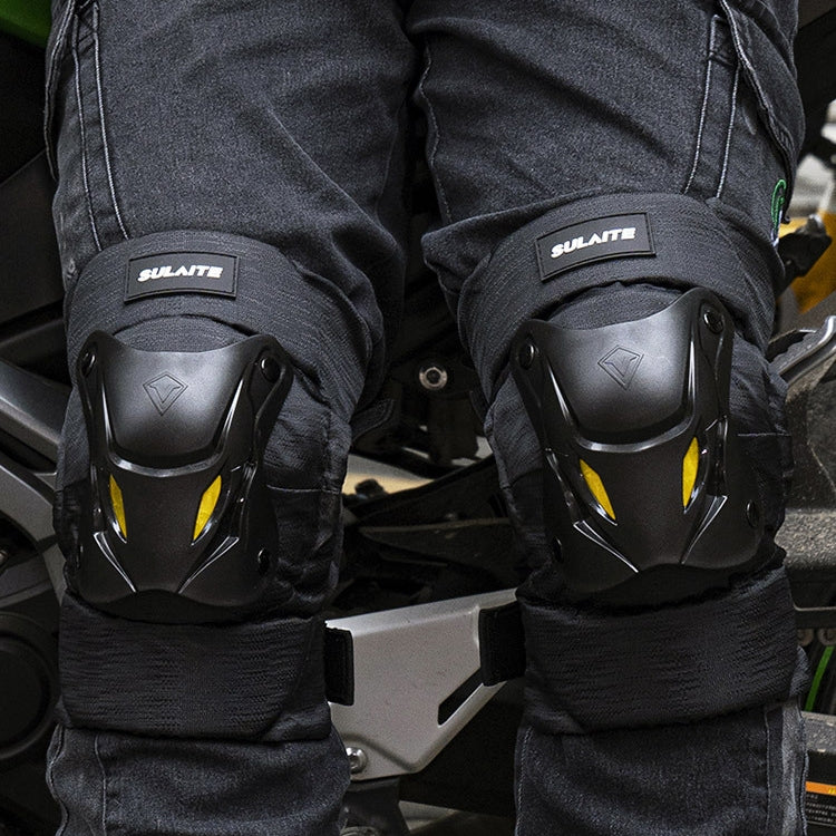 SULAITE Motorcycle Protector Rider Wind Warmth Protective Gear Riding Equipment — Black Knee Pad+Elbow Pad