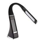U2 5W 3-Level Dimmable LED Leather Texture Desk Lamp With Temperature/Clock/Calendar Display — Black