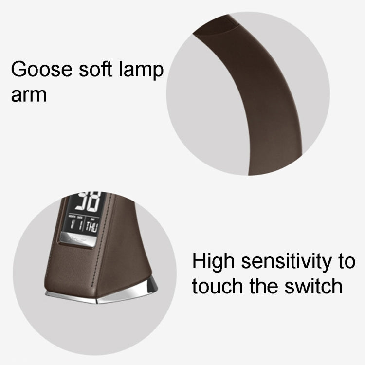 U2 5W 3-Level Dimmable LED Leather Texture Desk Lamp With Temperature/Clock/Calendar Display — view 9