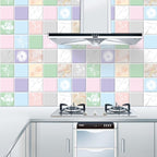 Kitchen Anti-Smoke Tile Wall Stickers Stove Wallpaper — Blue Ans White Porcelain