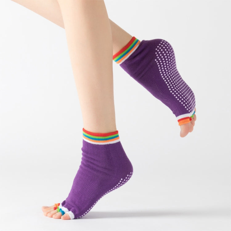 3 Pair Open-Toe Yoga Socks Indoor Sports Non-Slip Five-Finger Dance Socks