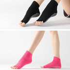3 Pair Open-Toe Yoga Socks Indoor Sports Non-Slip Five-Finger Dance Socks