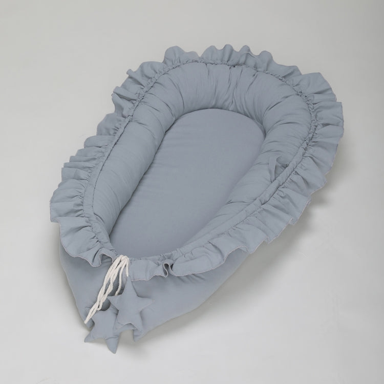 Lace Cotton Baby Uterus Bionic Bed Portable Newborn Bed Mat — Blue-green