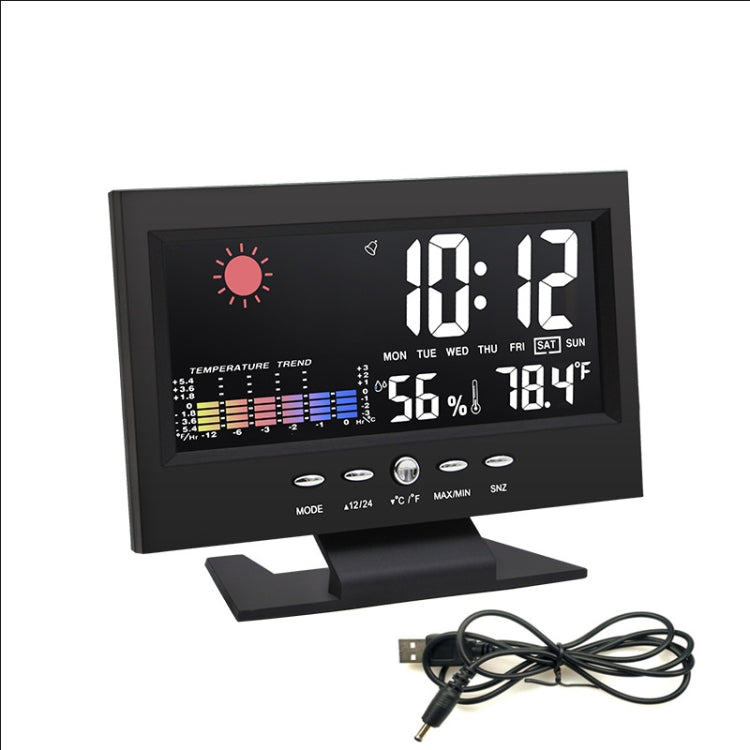 8082T Weather Forecast Clock LED Color Screen Perpetual Calendar Temperature And Humidity Intelligent Voice Control Electronic Alarm Cloc, Specification: