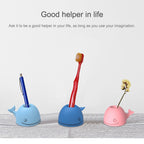 3 PCS Silicone Whale Toothbrush Holder Desktop Office Pen Holder — Light Blue