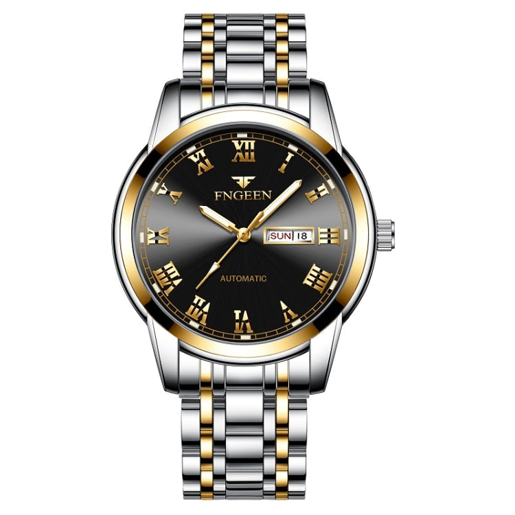 FNGEEN 4002 Men Roman Numeral Dial Sports Watch Student Luminous Quartz Watch — Between Gold Black Surface