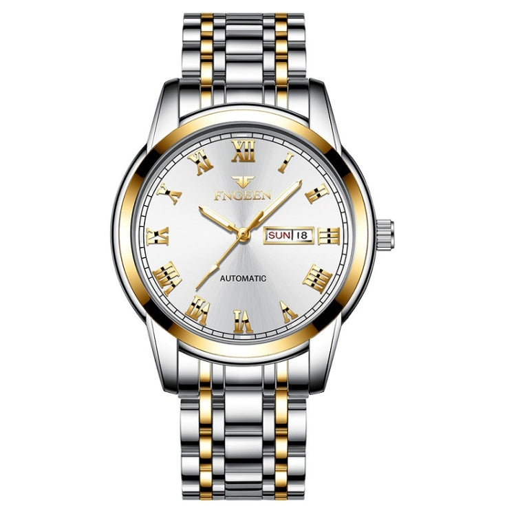 FNGEEN 4002 Men Roman Numeral Dial Sports Watch Student Luminous Quartz Watch — Between Gold White Surface