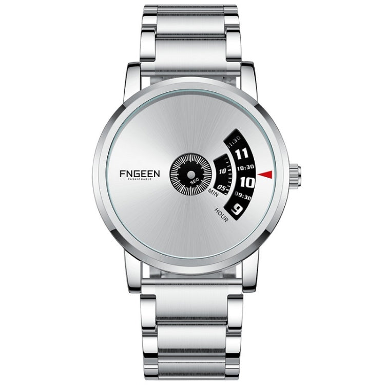FNGEEN S230 Men Non-Pointer Quartz Watch — White Steel White Surface