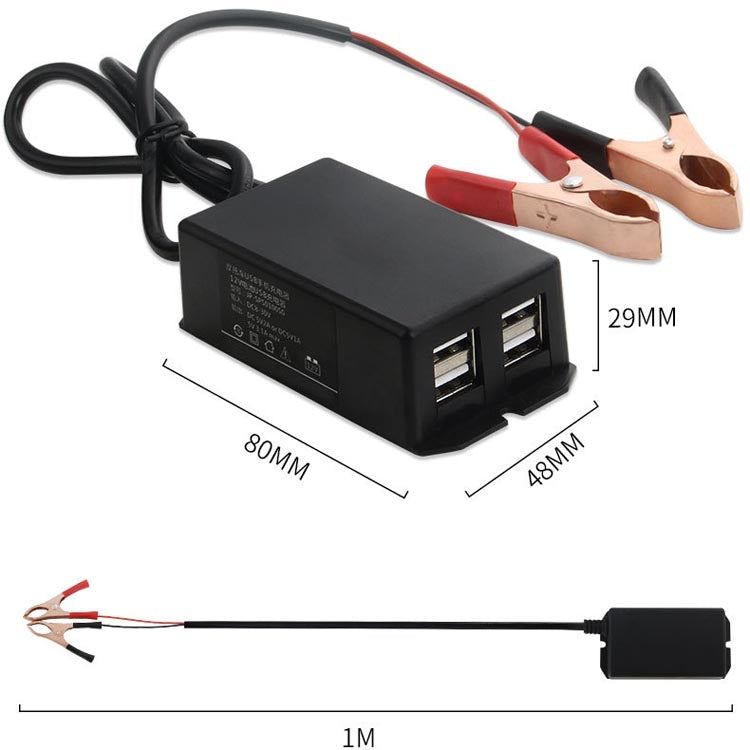 12/24V 4 USB Interface Motorcycle Car Mobile Phone Charger — view 3