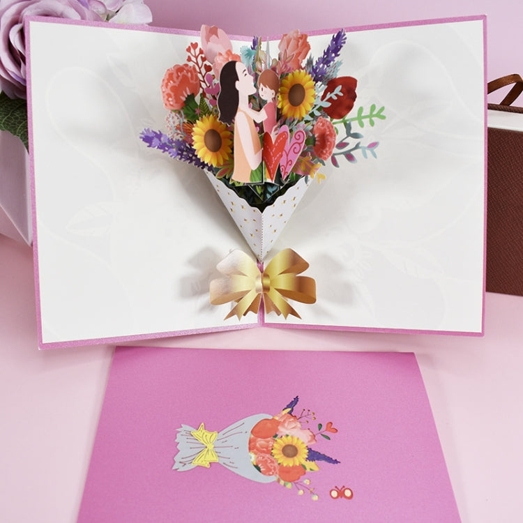 3D Stereo Blessing And Thanksgiving Card, Mother Day Bouquet Greeting Card