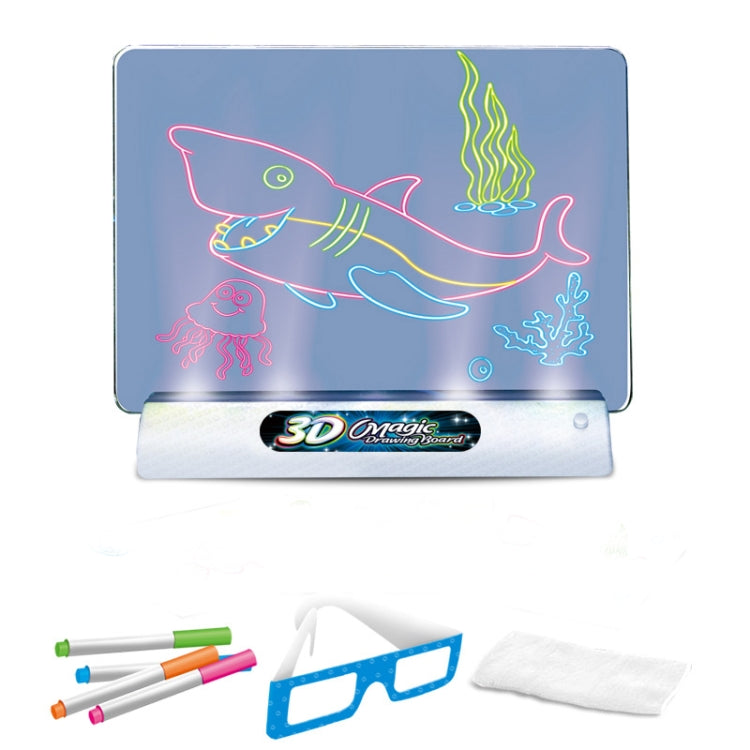 3D Fluorescent Drawing Board Magic Luminous Three-Dimensional Writing Board Graffiti Board Lighting Puzzle Children Drawing Board, Style: