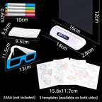 3D Fluorescent Drawing Board Magic Luminous Three-Dimensional Writing Board Graffiti Board Lighting Puzzle Children Drawing Board, Style: — Medium Drawing Board (Dinosaur Version)