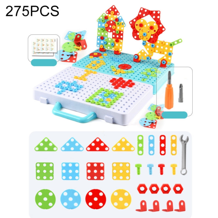 Children Screw-Tightening Electric Drill Toy Manual Assembly Toolbox, Style: — 3D + Manual Drill (275 PCS)