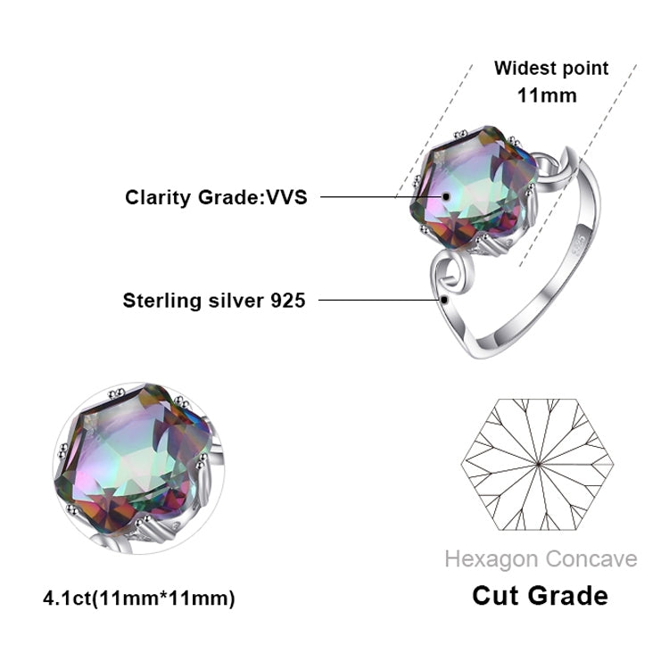 Seven Colored Gemstone Zircon Ring Solid 925 Sterling Silver Jewelry Ring — 8