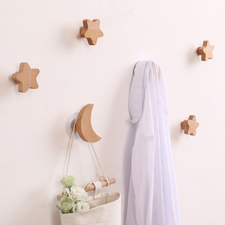 Wood Wall Hook Porch Sticky Coat Hook — Moon
