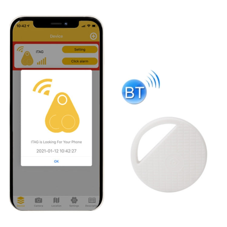 HYC-S9 2 PCS Round Bluetooth Object Finder Mobile Phone Tracking Locator Anti-Lost Two-Way Alarm