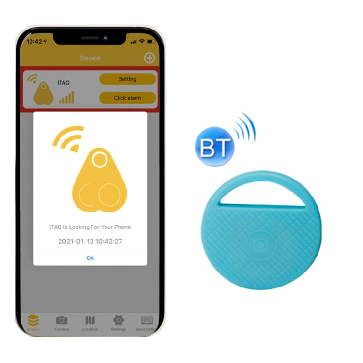 HYC-S9 2 PCS Round Bluetooth Object Finder Mobile Phone Tracking Locator Anti-Lost Two-Way Alarm