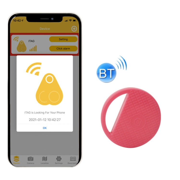 HYC-S9 2 PCS Round Bluetooth Object Finder Mobile Phone Tracking Locator Anti-Lost Two-Way Alarm