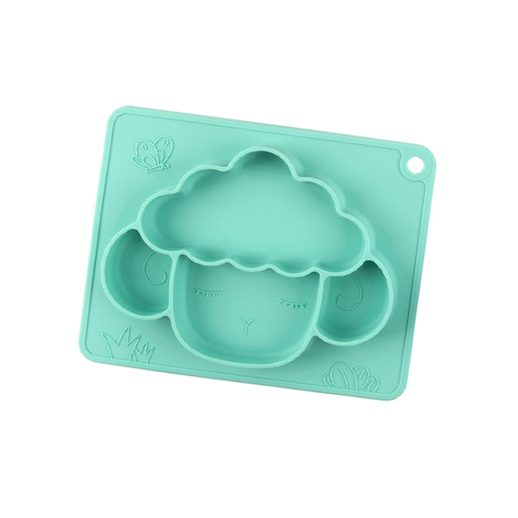 M010094 Children Silicone Dinner Plate Gridded Anti-Fall Eating Bowl Baby Cartoon Complementary Food Non-Slip Suction Cup Bowl — Green