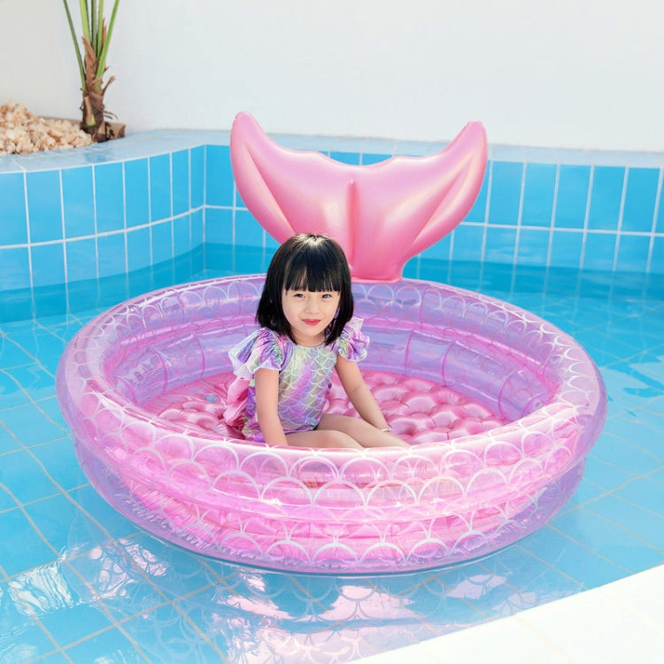 Inflatable Mermaid Shape Pool Home Children Baby Pink Round Swimming Pool Floating Air Cushion — 90cm