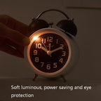 6016 Simple Bell Small Alarm Clock Students Learning Bedside Clock With Night Light