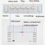 Large Screen LED Clock Bedside Multifunctional Electronic Alarm Clock